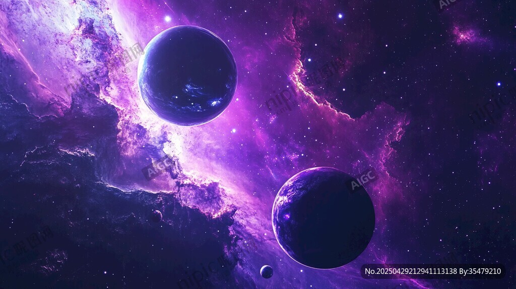 夢(mèng)幻紫色系宇宙星球景象