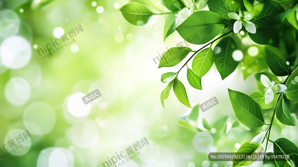 清新綠葉背景圖