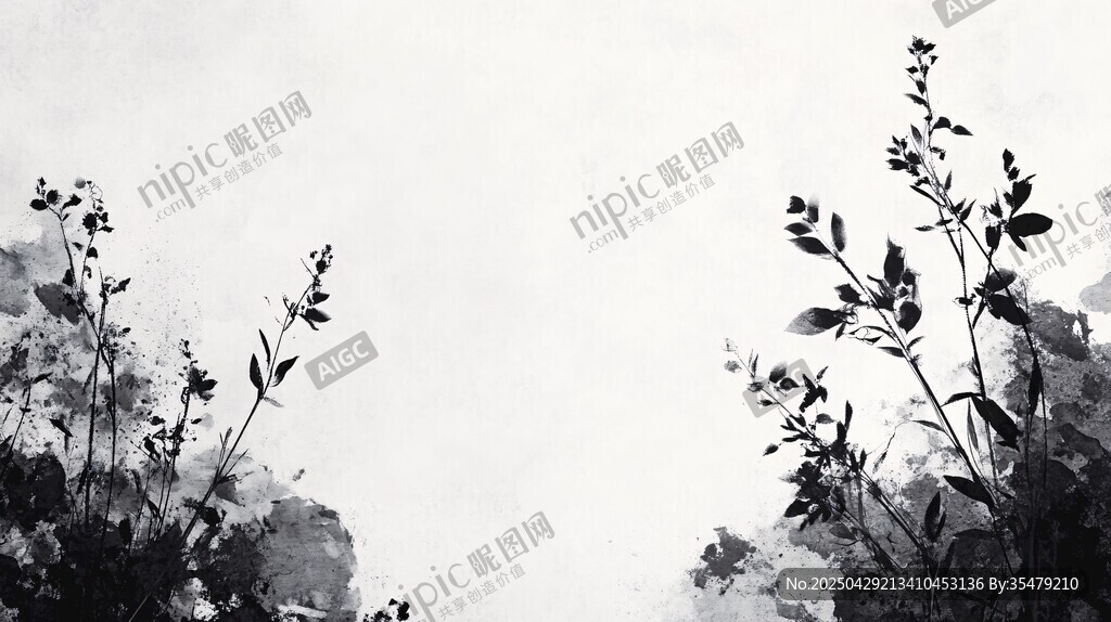 水墨植物剪影 意境悠遠(yuǎn)
