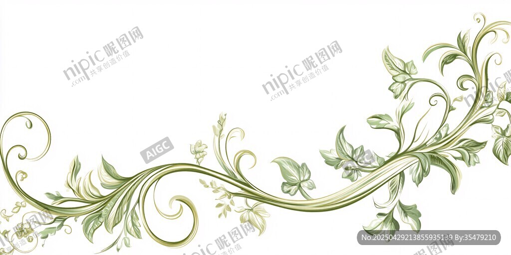 綠色藤蔓花卉裝飾圖案
