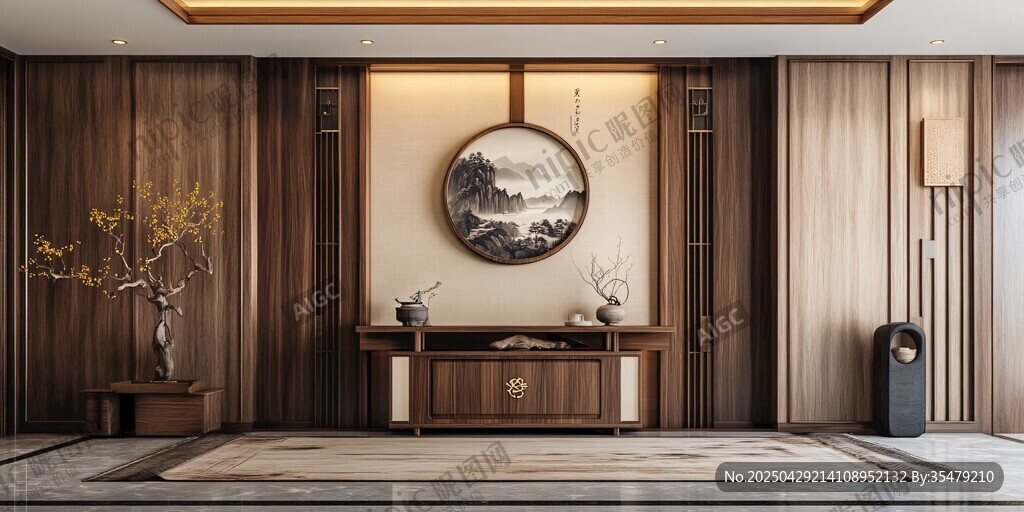 中式典雅入戶玄關(guān)設(shè)計(jì)
