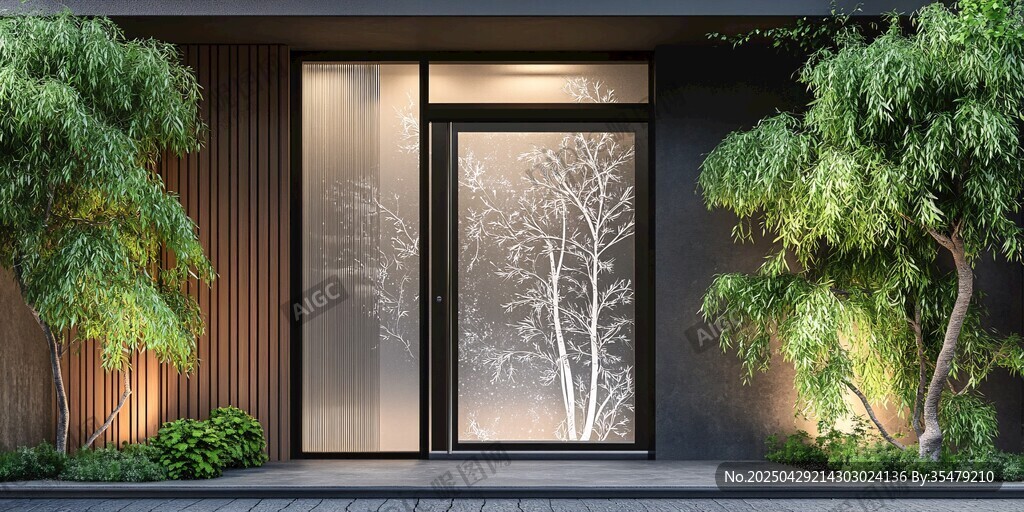 現(xiàn)代風(fēng)格入戶門綠植景觀