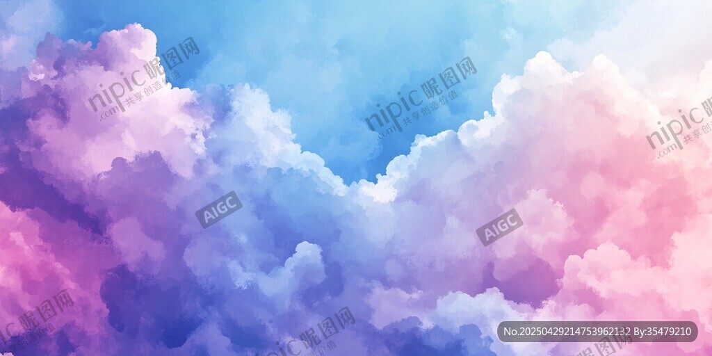 夢(mèng)幻彩色云朵背景圖