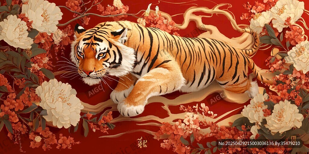 猛虎踏花圖