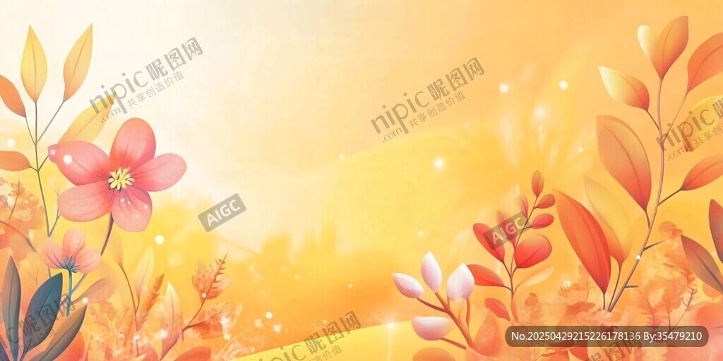 秋日花卉夢(mèng)幻背景圖