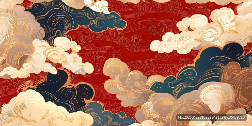 中式傳統云紋紅色背景圖