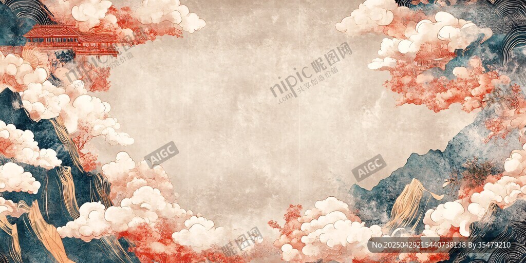 國(guó)風(fēng)云海山水夢(mèng)幻畫卷