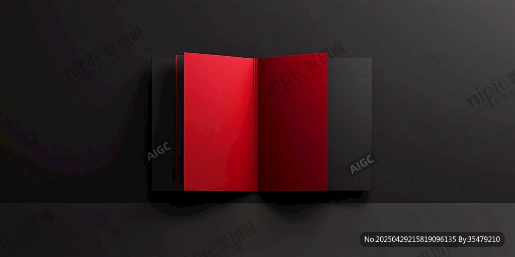 紅色翻開畫冊展示效果圖