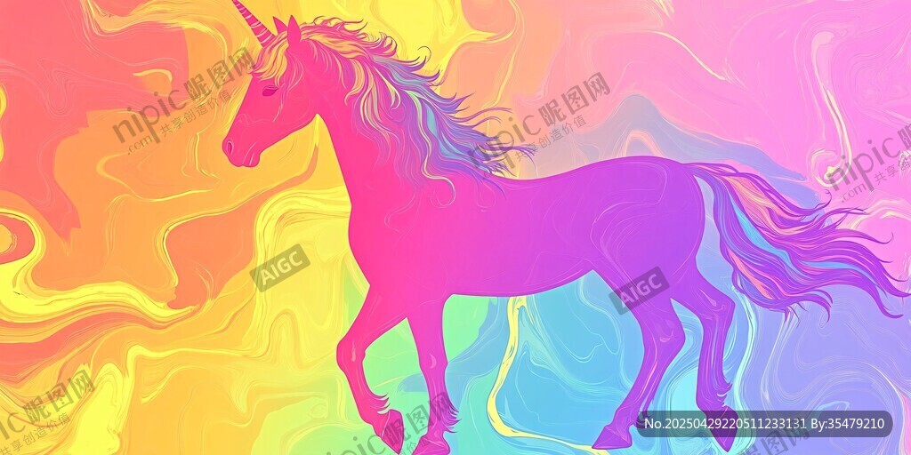 夢(mèng)幻獨(dú)角獸在絢麗背景中