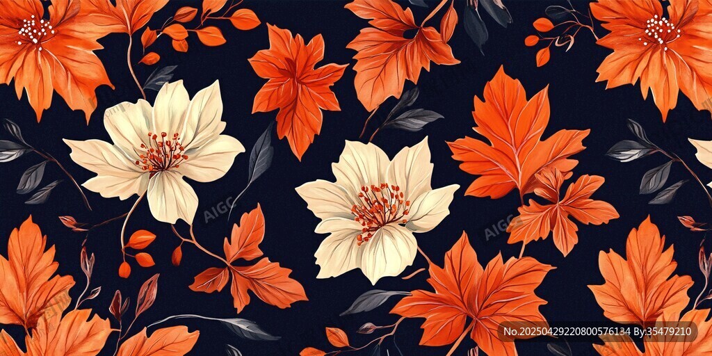 秋意花卉圖案