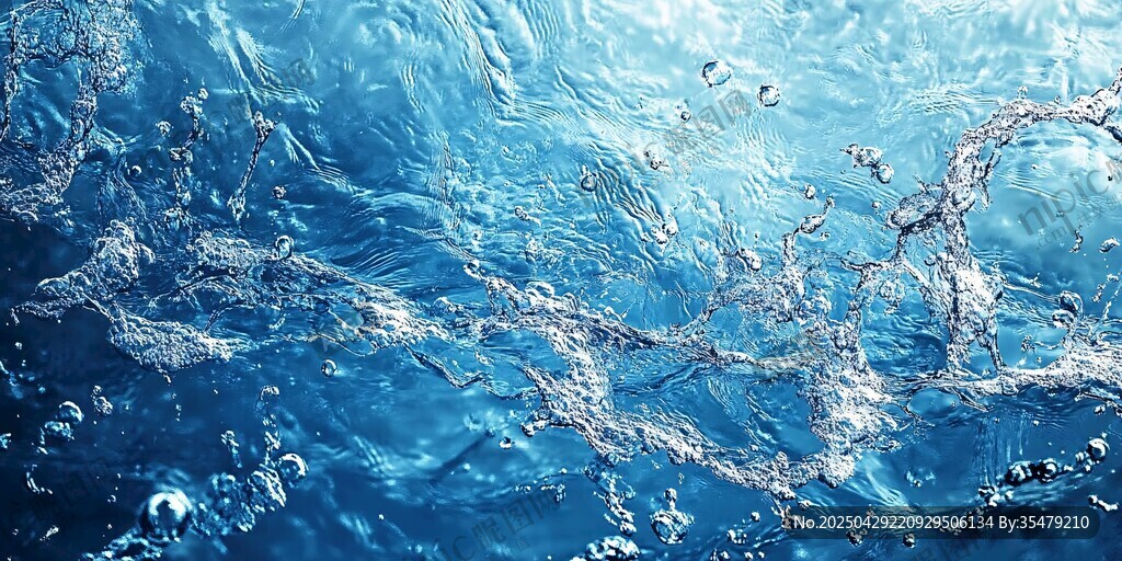 藍色水波中的靈動氣泡