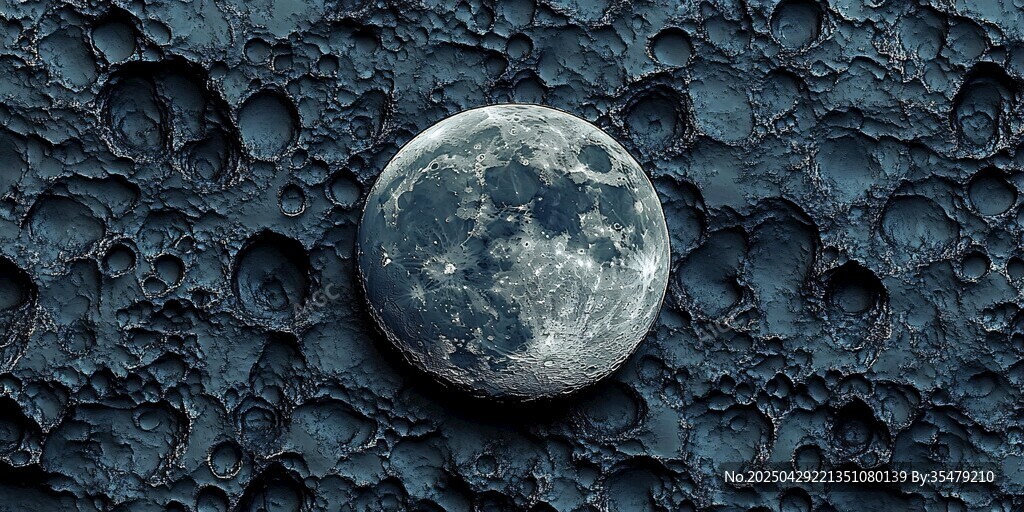 月球表面与高悬明月景象 月球表面与高悬明月景象