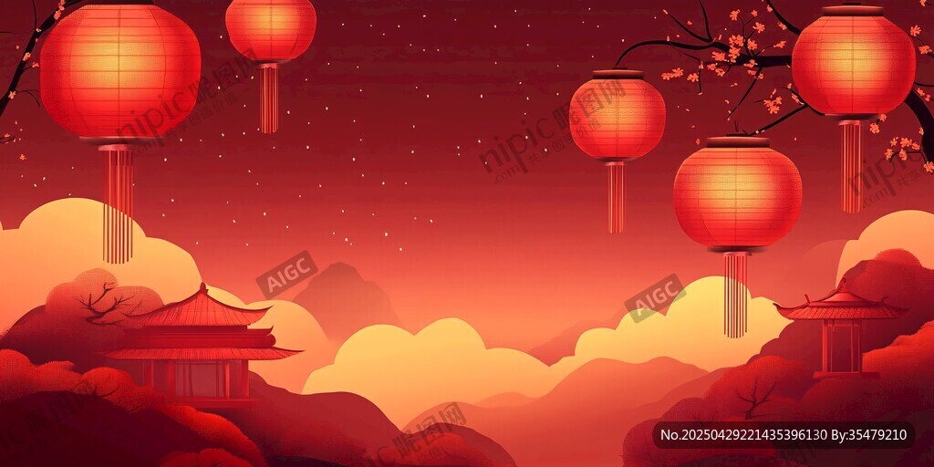 新春夜景燈籠映中式美景