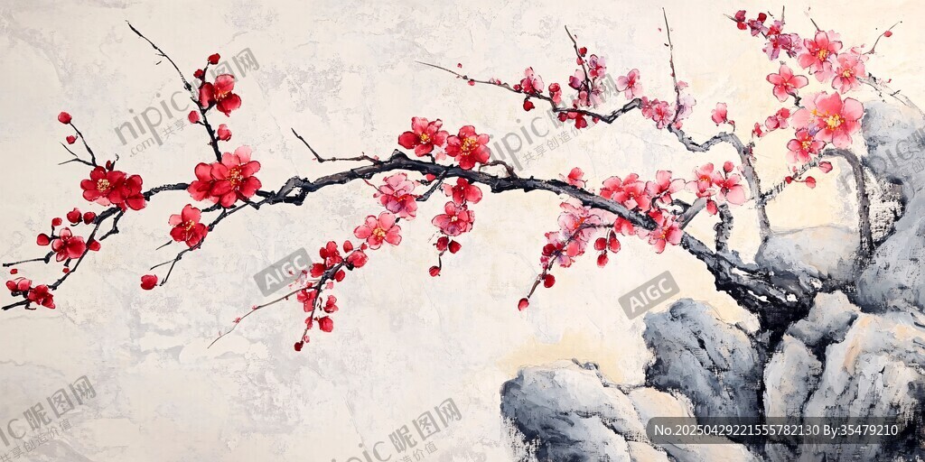 紅梅傲雪圖