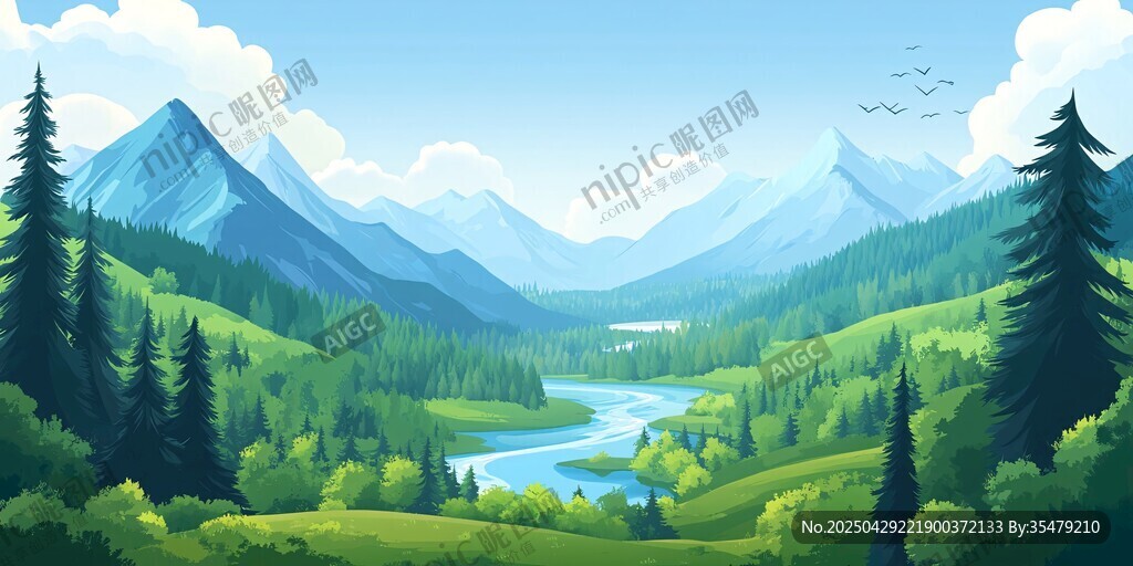 青山綠水間的秀麗山谷風光