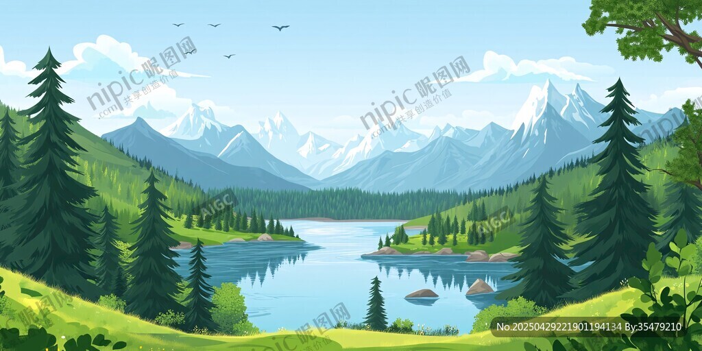 山間湖泊美景