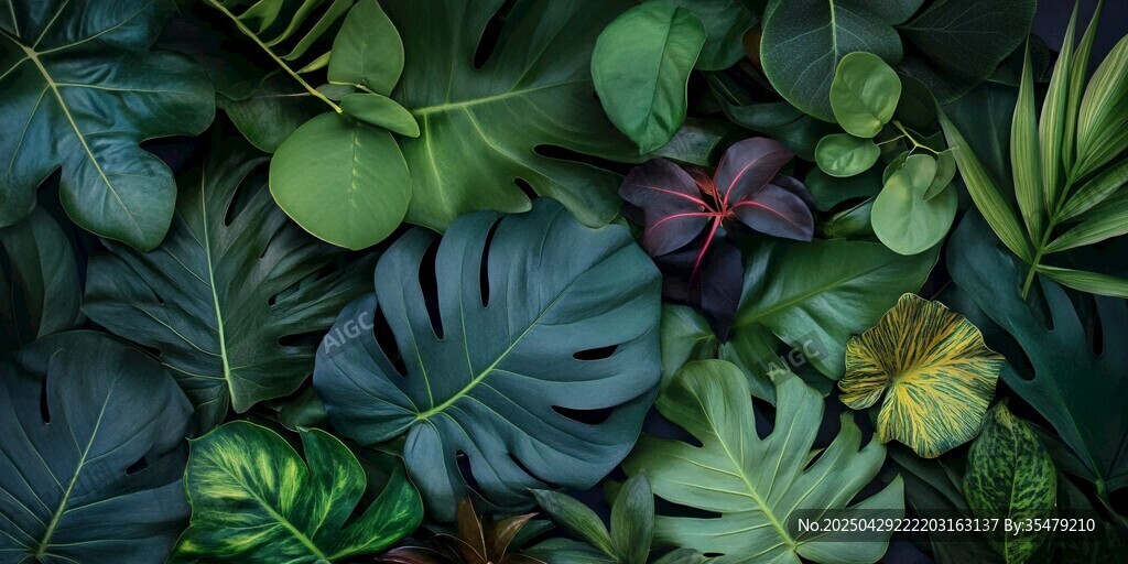 熱帶綠植葉片背景圖