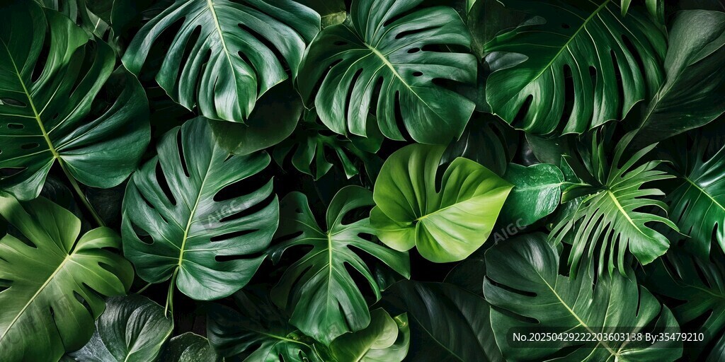 熱帶綠植背景 清新自然風