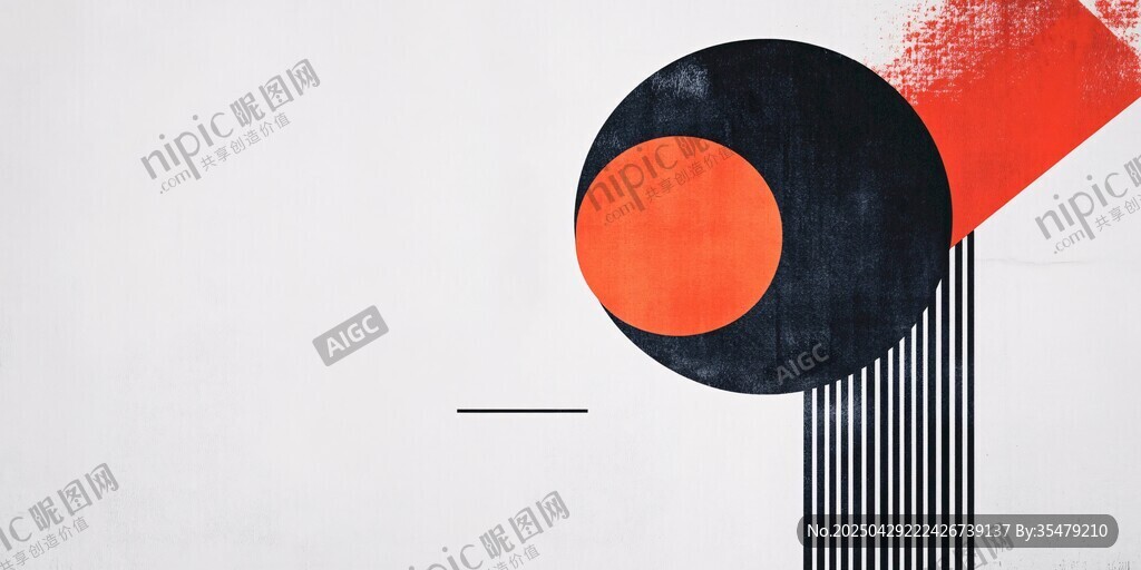 黑白紅幾何抽象藝術圖案