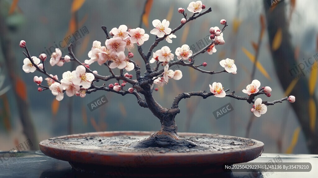 精致梅花盆景綻放之美