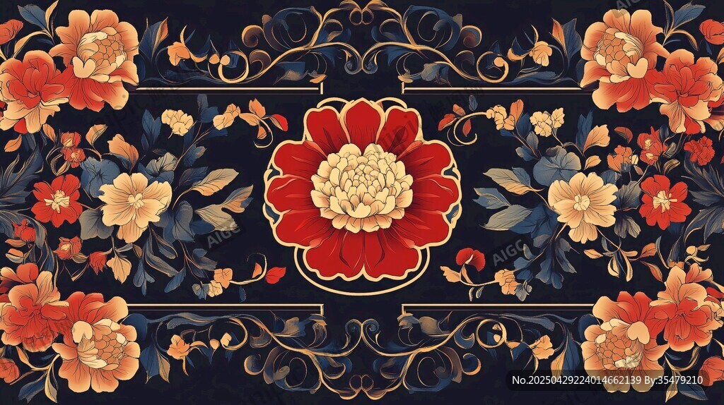 中式繁花錦簇圖案設(shè)計(jì)
