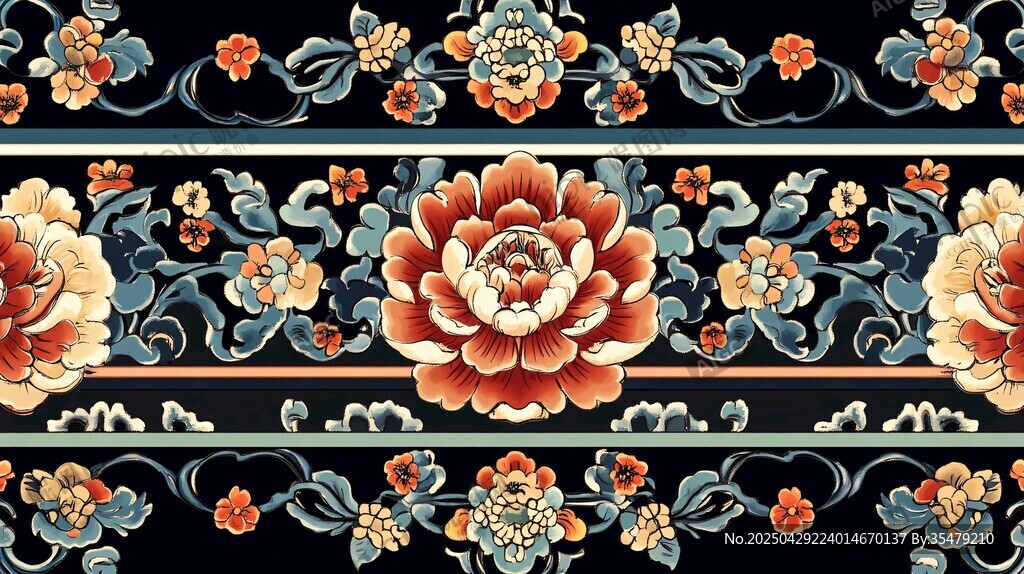 中式傳統(tǒng)花卉紋飾圖案