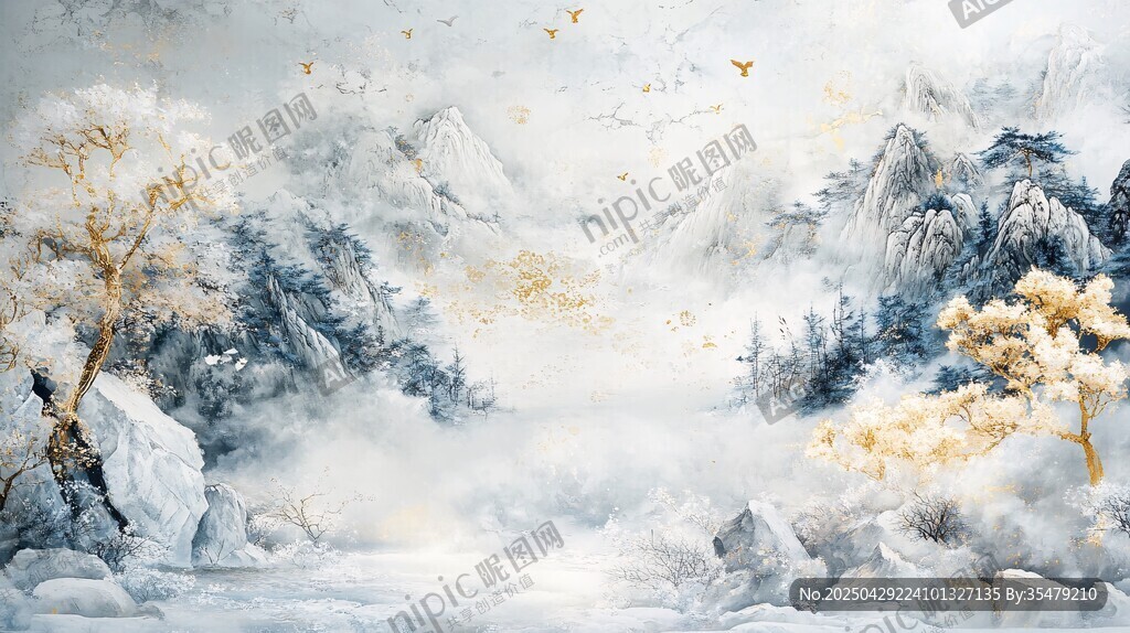 水墨山水間的詩意自然景