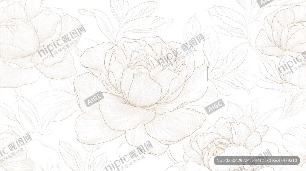 簡約白描花卉圖案背景