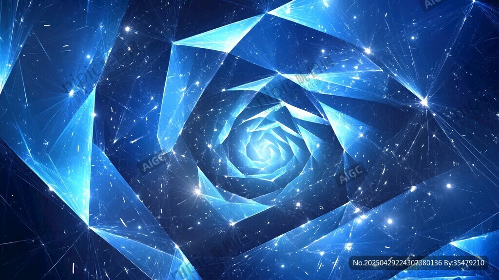 夢幻藍色幾何星空隧道