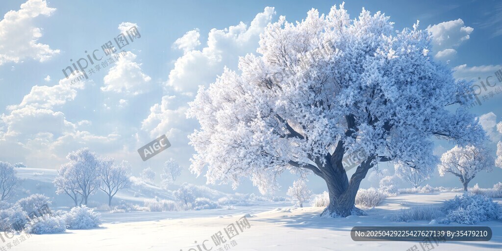冬日銀樹雪景圖
