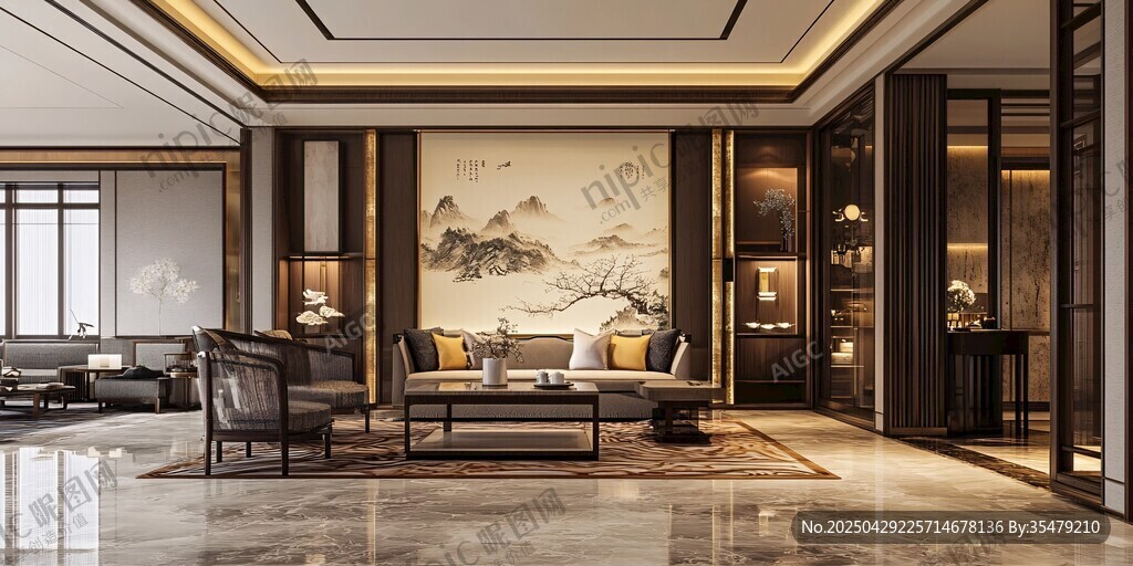 中式典雅客廳室內(nèi)設(shè)計(jì)圖