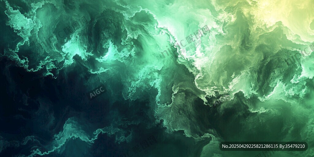 夢幻綠調(diào)抽象云海景觀