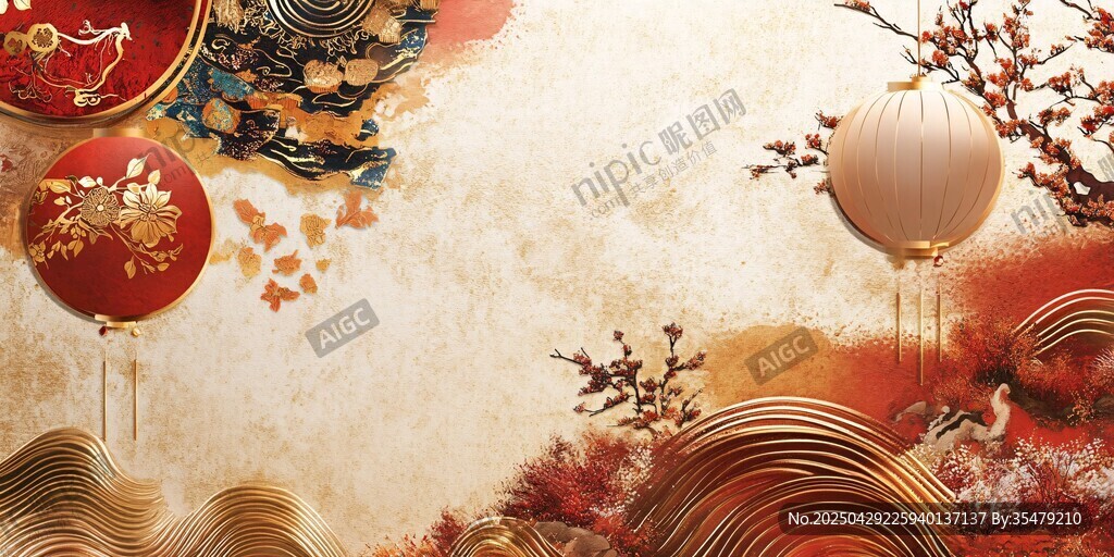 中式新春喜慶裝飾背景圖