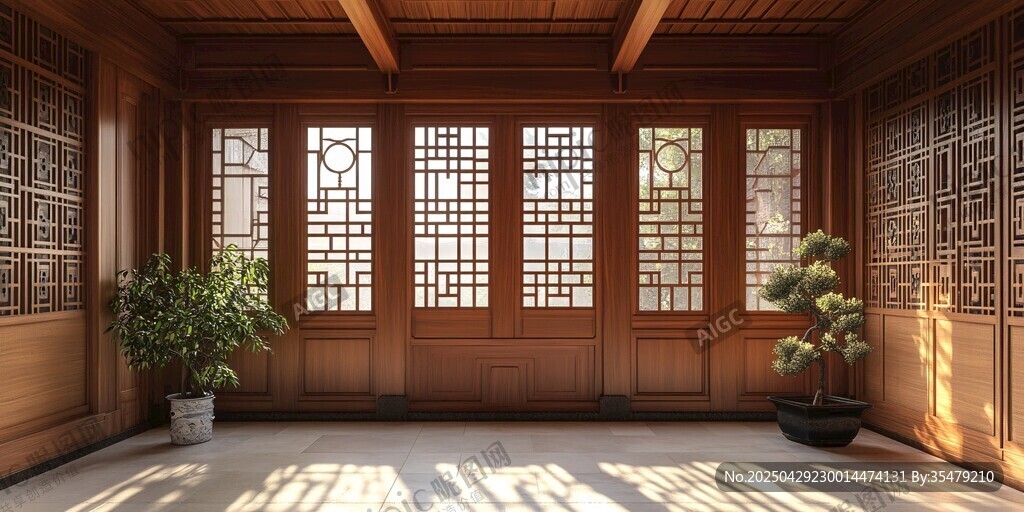 中式古典木構(gòu)房間內(nèi)景