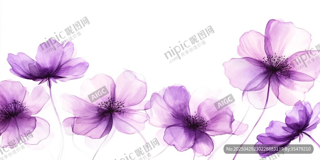 夢幻紫色花卉裝飾圖案