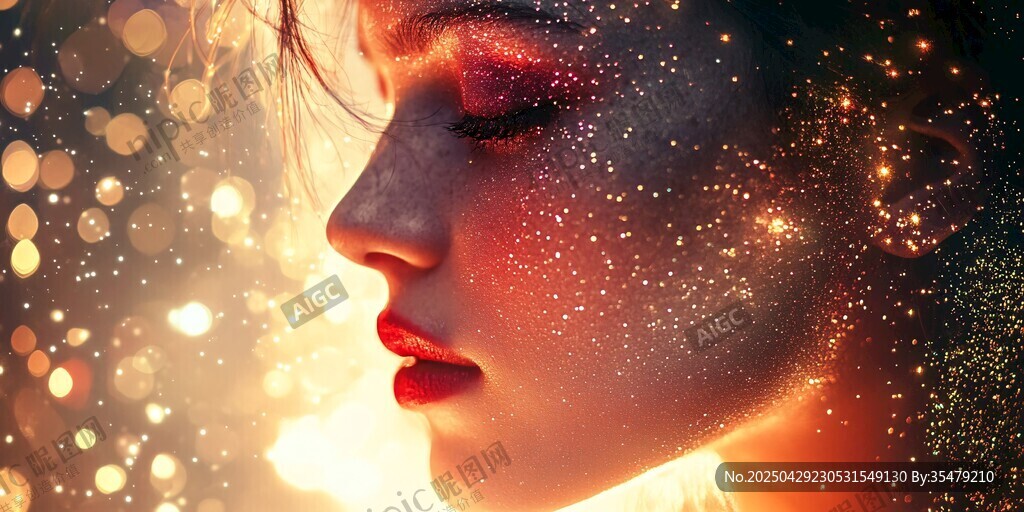 夢幻光斑中的絕美女性側(cè)顏