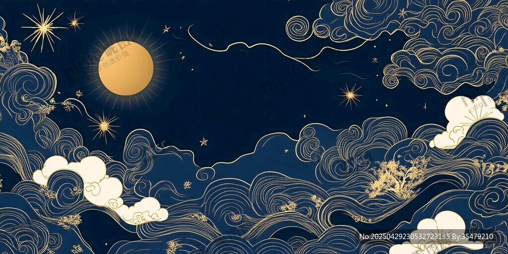 月夜云海 中式夢幻圖景