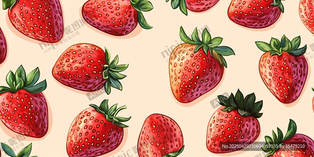 草莓圖案 清新水果插畫
