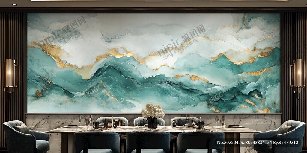 輕奢風(fēng)大理石紋理客廳背景墻