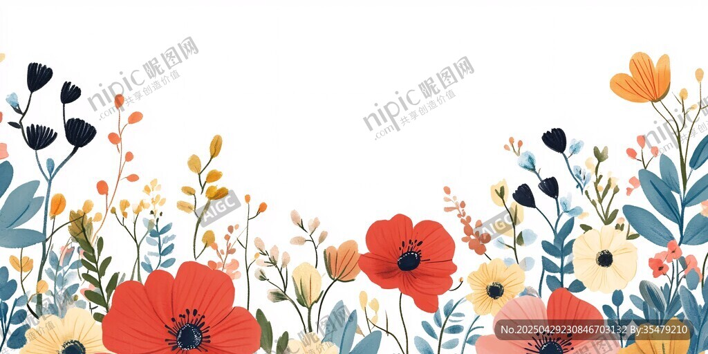 花卉邊框插畫
