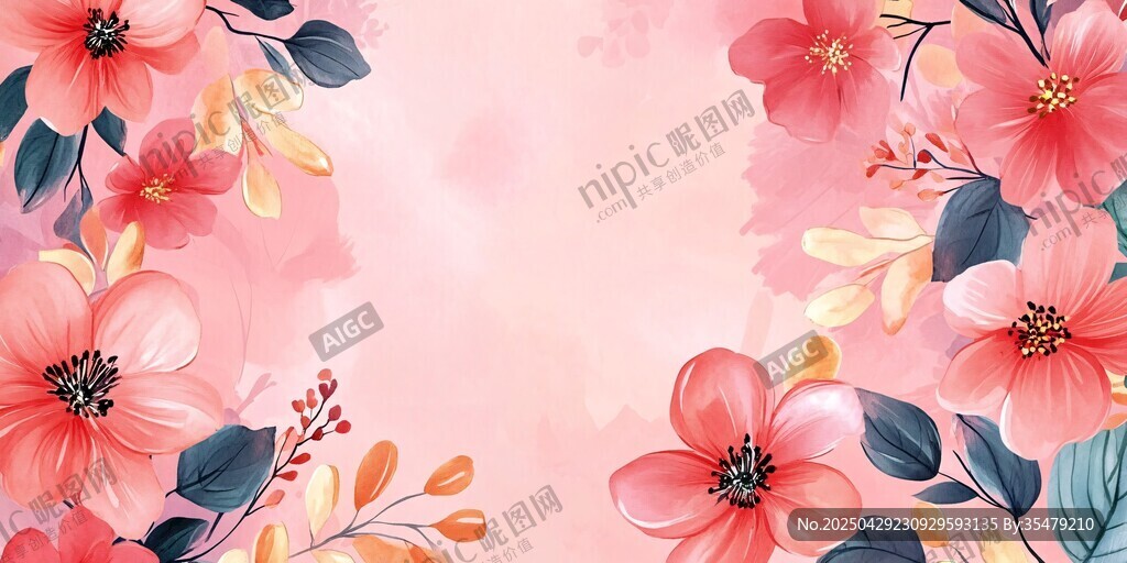 浪漫粉色花卉背景圖