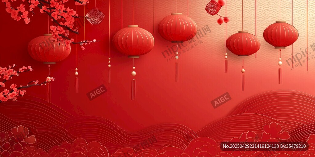 喜慶中國風(fēng)紅色燈籠背景