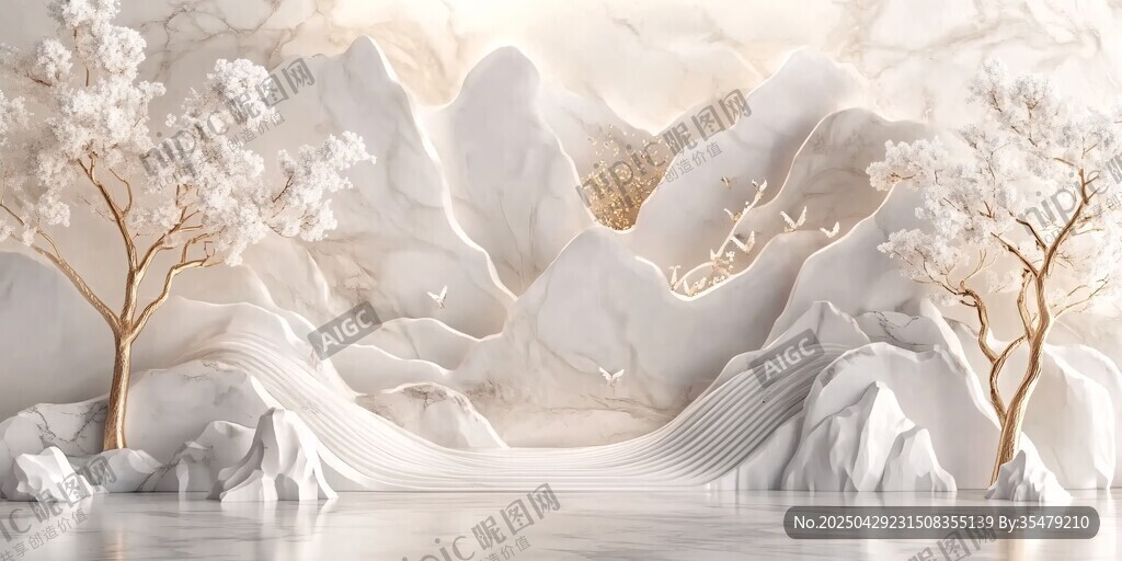 夢幻山水間的靜謐雪景