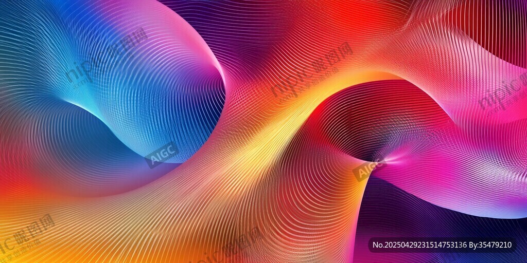 炫彩流動線條抽象背景圖