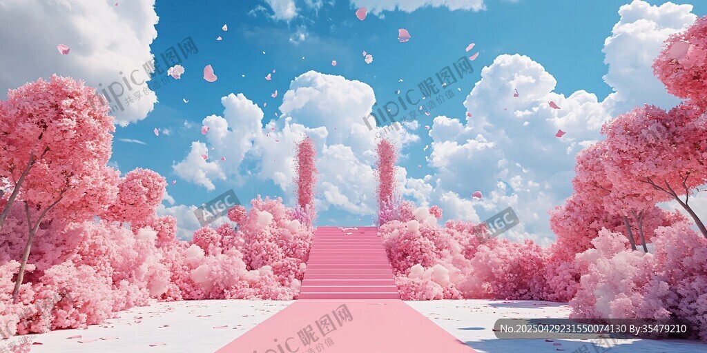 夢幻粉色浪漫森林之路