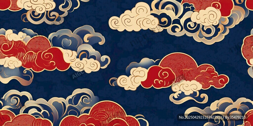 中式古典云紋圖案設計