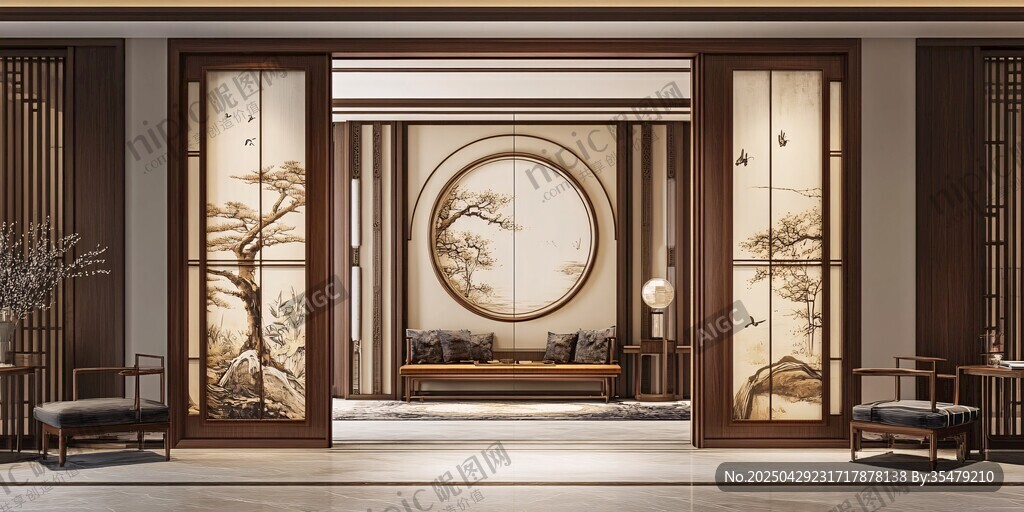 中式典雅玄關(guān)空間設(shè)計(jì)
