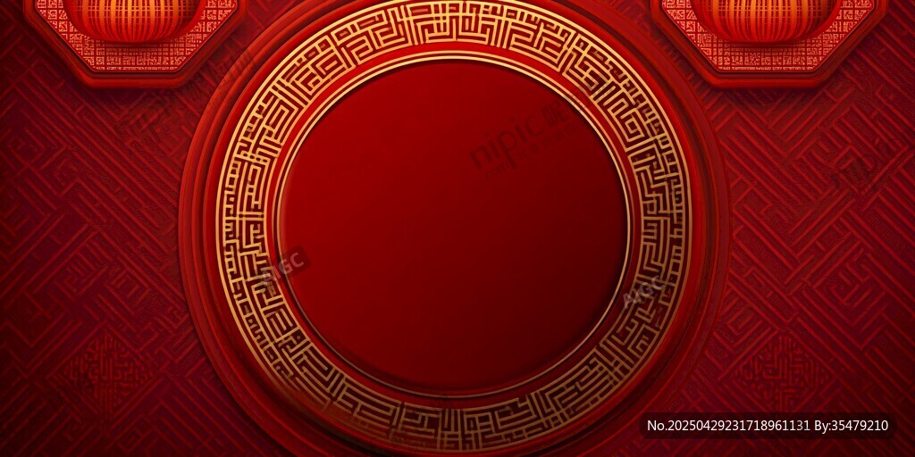 中式紅底古典裝飾背景圖