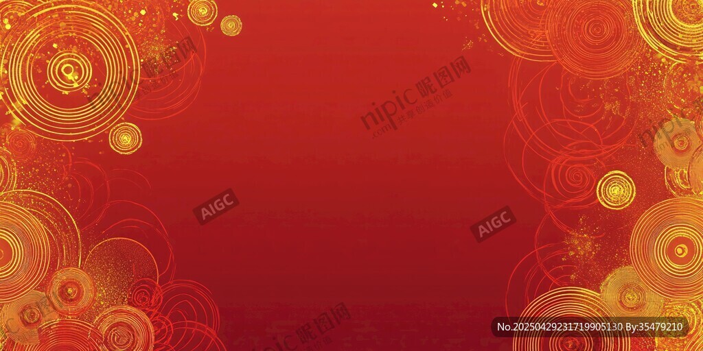 喜慶紅底金色花紋背景圖