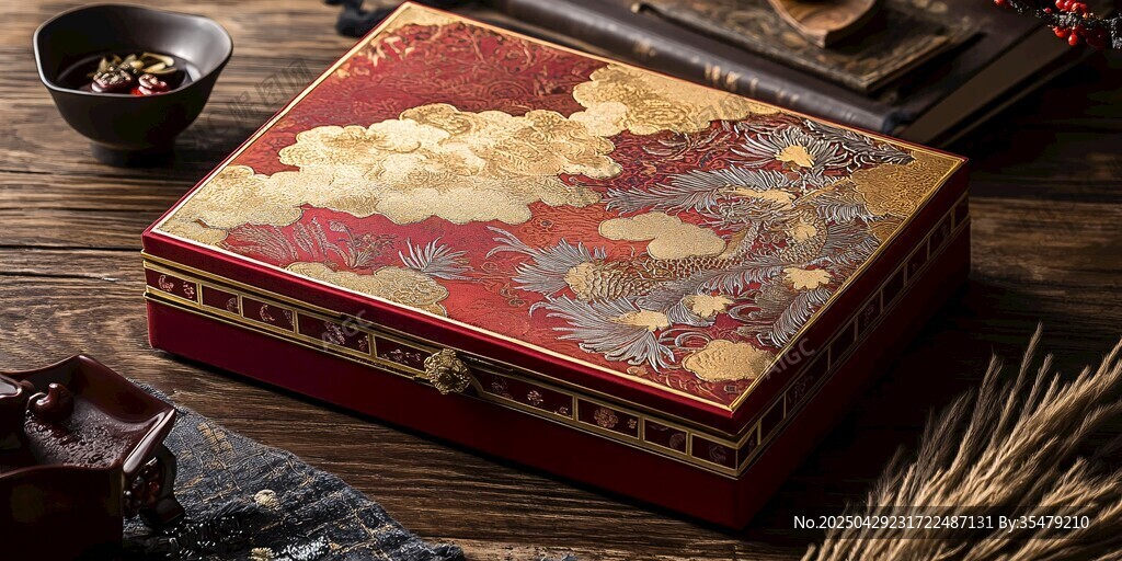 中式古典彩繪紋精致木盒